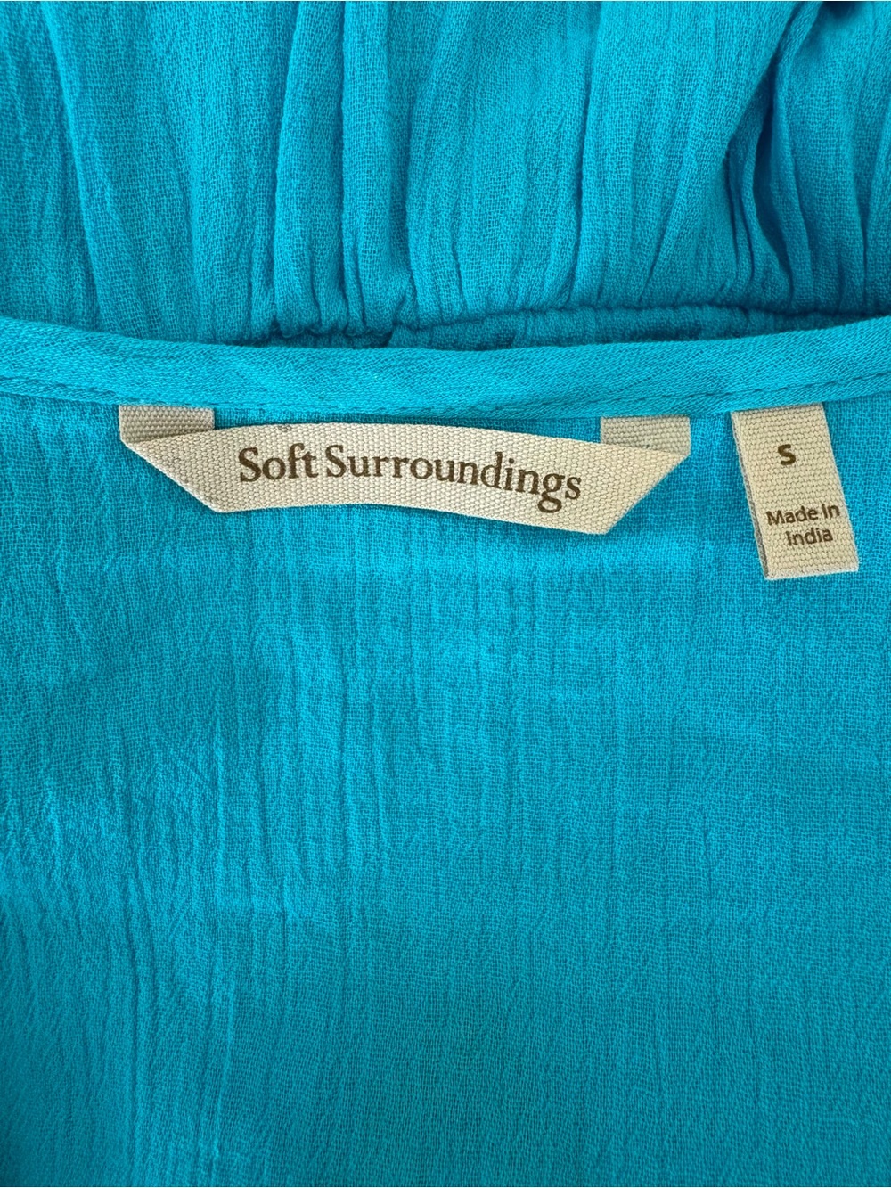 NEW Soft Surroundings Zaneta turquoise and metallic gold embroidered dress - Picture 7 of 8